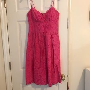 Lilly Pulitzer Bright Pink Crochet Overlay Dress
